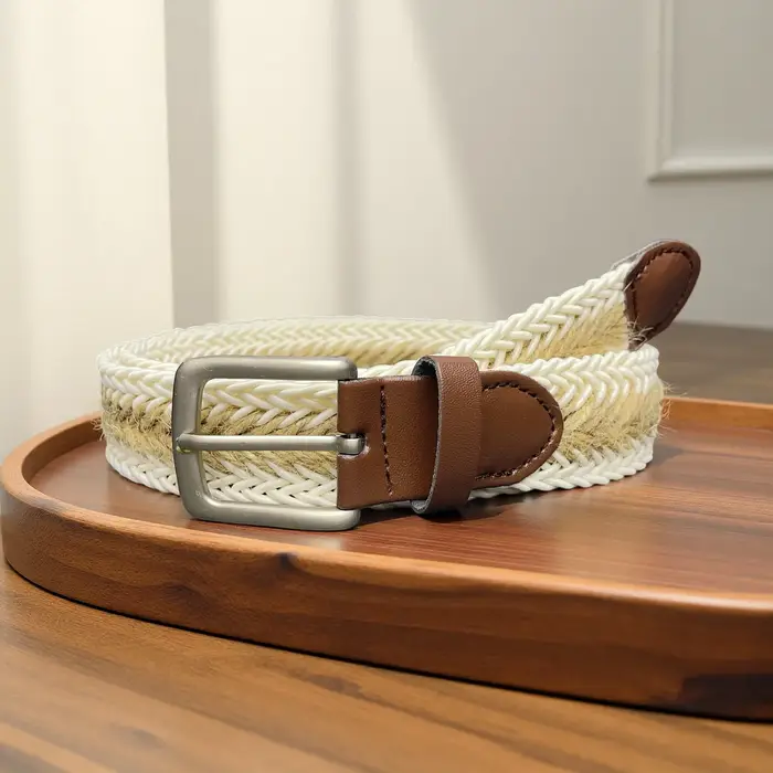 Ceinture Tressée Rétro Tendance et Élégante avec Boucle à Broche Sans Perçage