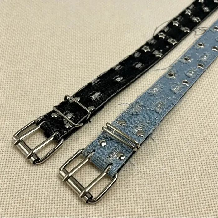 1 ceinture en jean pour femme avec doubles œillets