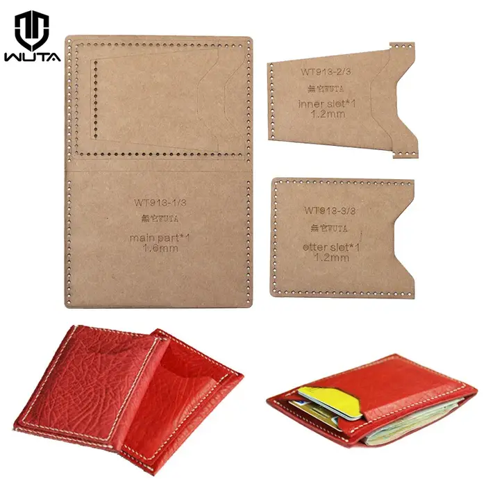 WUTA-Mini porte-cartes en papier kraft, modèle horizontal simple, portefeuille en cuir, ensemble de motifs, outils de bricolage, 913