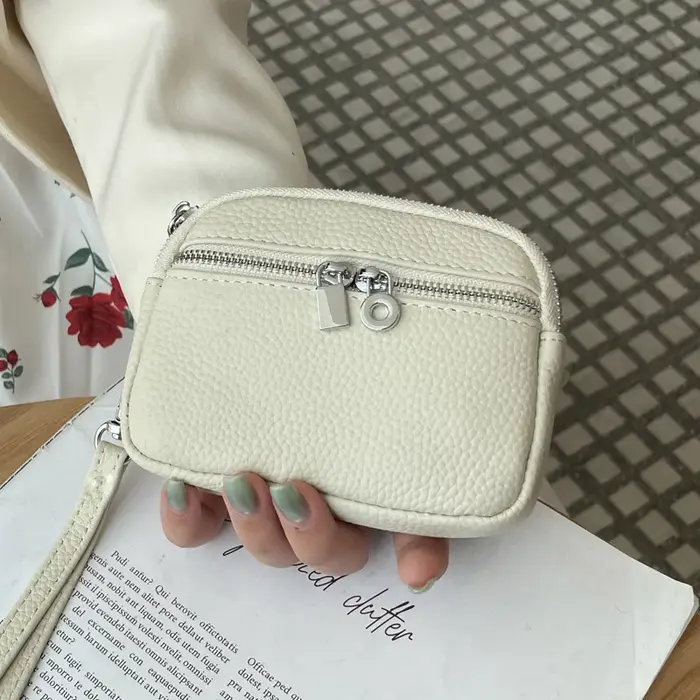 Portefeuille mini à double fermeture éclair pour femme
