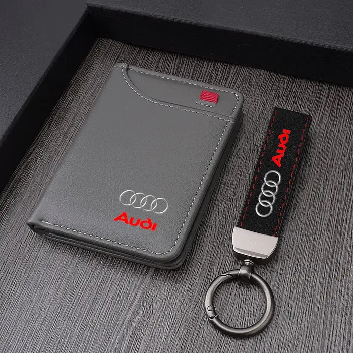 Portefeuille en cuir pour hommes avec logo de voiture