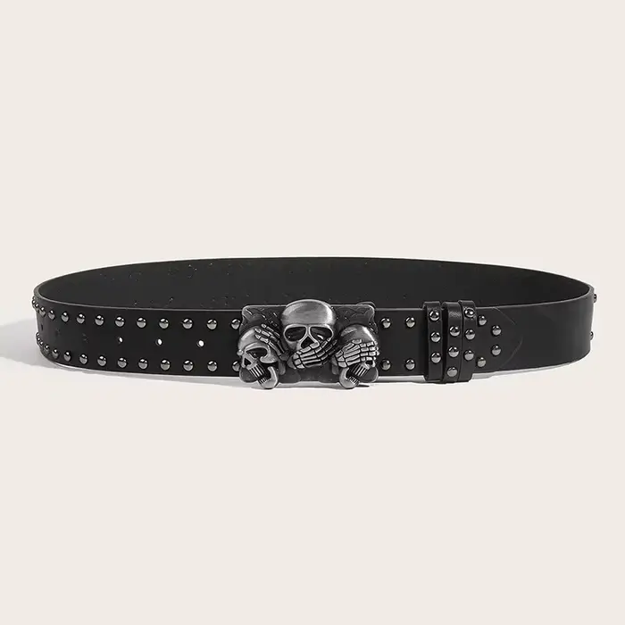Nouvelles ceintures pour femmes de haute qualité marque de luxe Punk Goth Rivet noir jean unisexe hommes ceinture patte