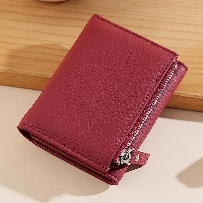 Portefeuille pour femme à trois volets, blocage RFID, antivol, sécurisé, en cuir PU, plusieurs empla