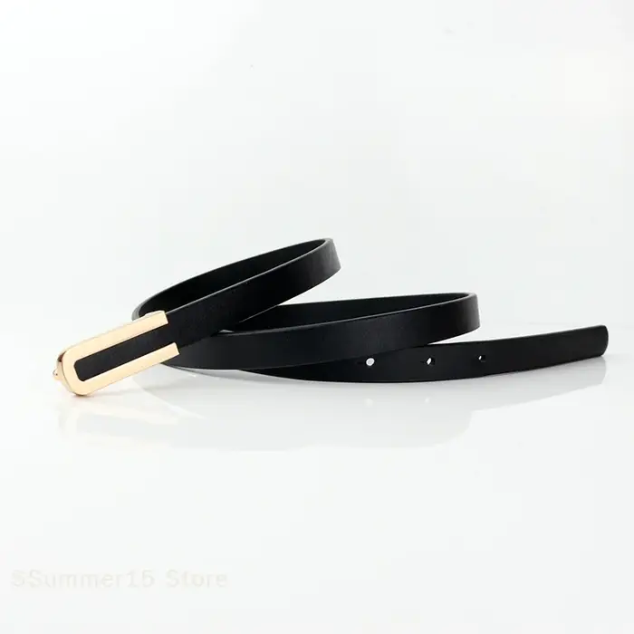 Ceintures pour femmes, ceinture fine en cuir PU avec boucle minimaliste