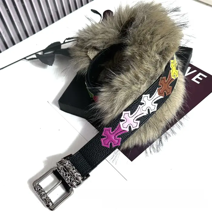 Ceinture en fourrure de Style américain pour Denim