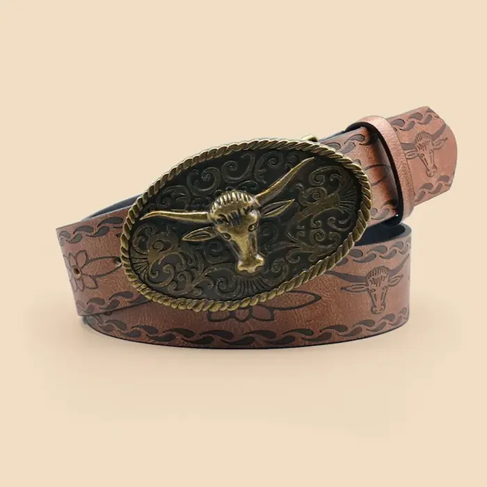 Ceinture décontractée de style occidental rétro avec boucle en alliage antique
