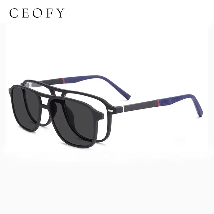Ceofy Hommes Lunettes Cadre Optique De Mode Soleil Clip Sur Polarized Marque Conception Conduite Lun
