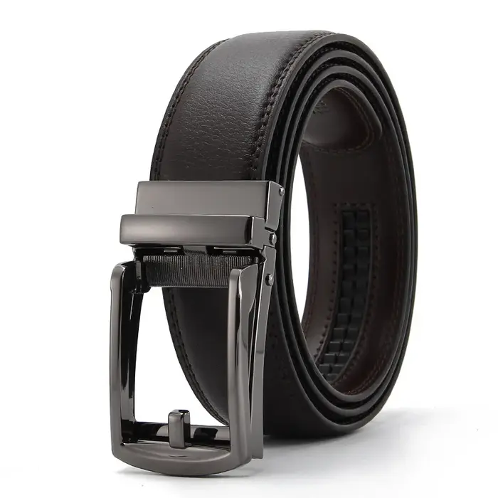 Ceinture en cuir de luxe de couleur unie pour homme