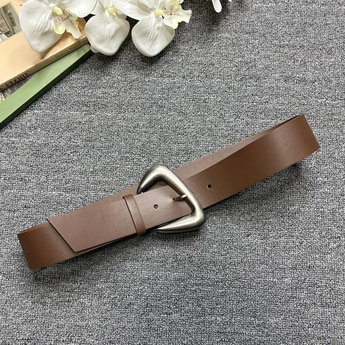 Ceinture large rétro en cuir de vache, ceinture en cuir véritable pour femmes, en vieille boucle argentée, décoration en métal, ceinture pour pantalons décontractés