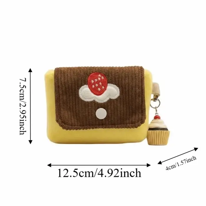 Porte-monnaie en velours doux motif pudding de cerises