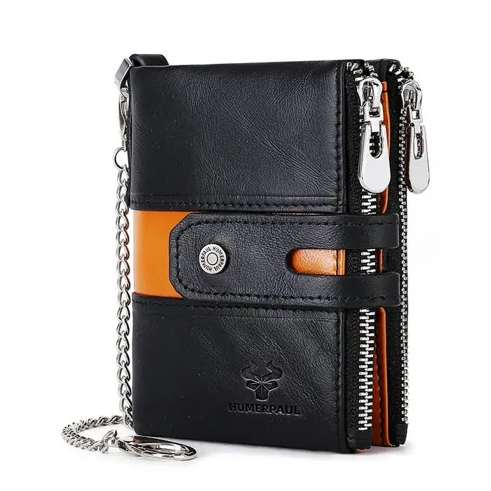 HUMERPAUL portefeuille en cuir véritable pour hommes mode qualité sac à main de voyage Rfid protéger porte-carte de