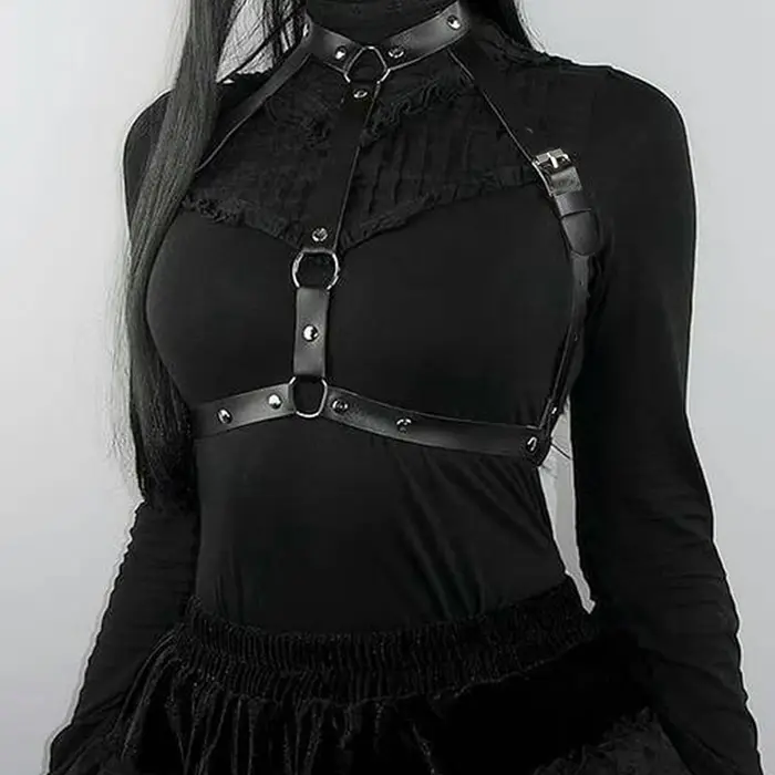 Ceinture de poitrine en cuir pour femmes, Style de rue, harnais de poitrine, bretelles, décoration P