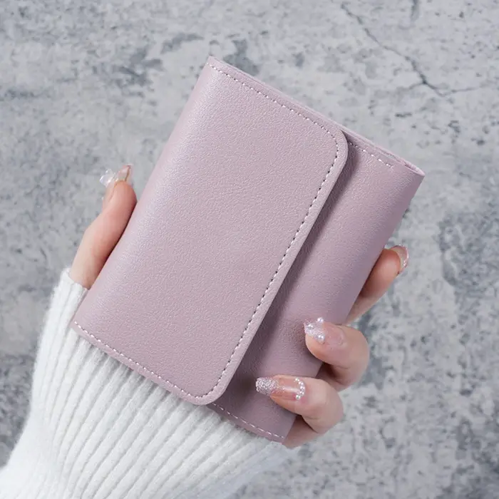 Mini portefeuille pour femme, fermeture à bouton - Porte-cartes compact et porte-monnaie, plusieurs