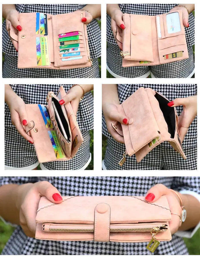 Pochette longue d'un hectare en cuir PU pour femme