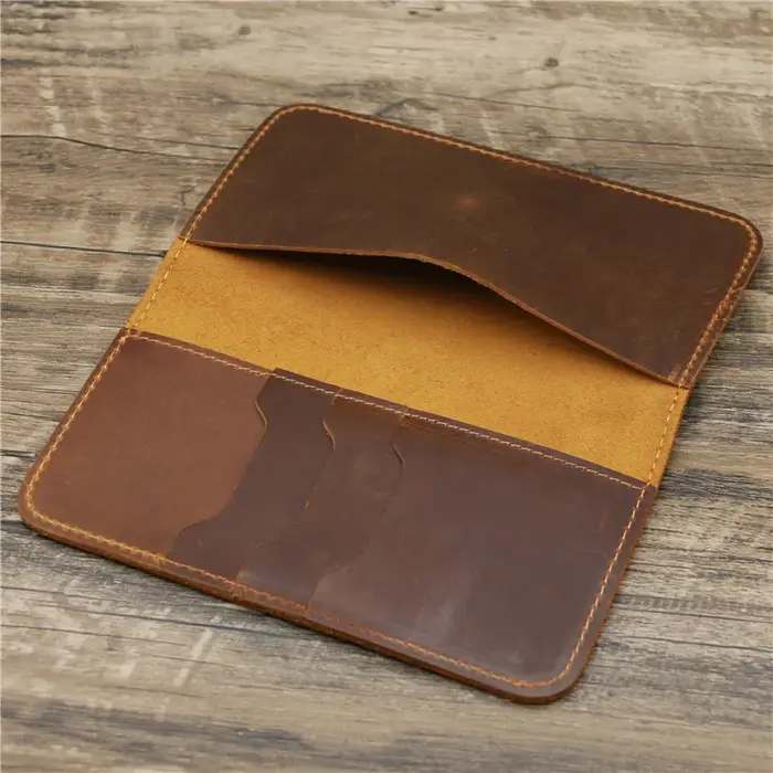 Meilleur portefeuille personnalisé en cuir véritable pour hommes avec porte- chéquier Long