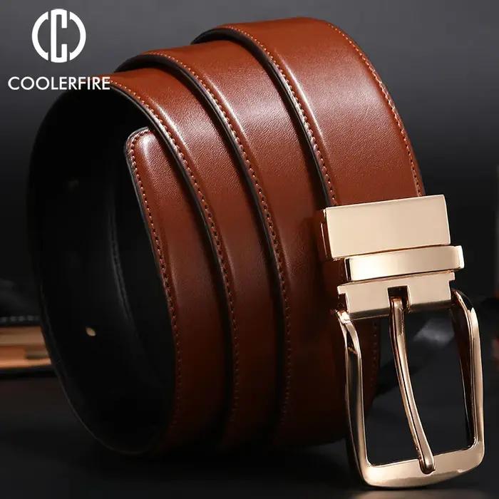 Nouvelle ceinture réversible à boucle rotative double face pour hommes
