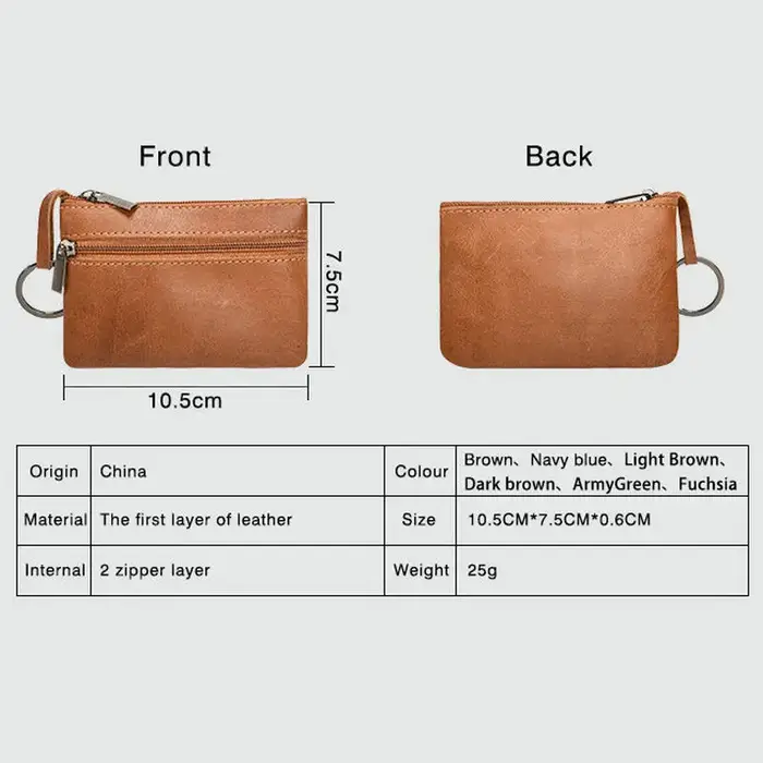 Porte-monnaie en cuir véritable pour homme et femme