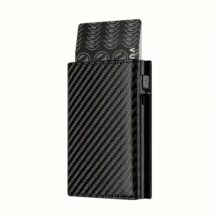 Portefeuille pour hommes avec fermeture éclair, porte-monnaie automatique Pop-up en métal, porte-car
