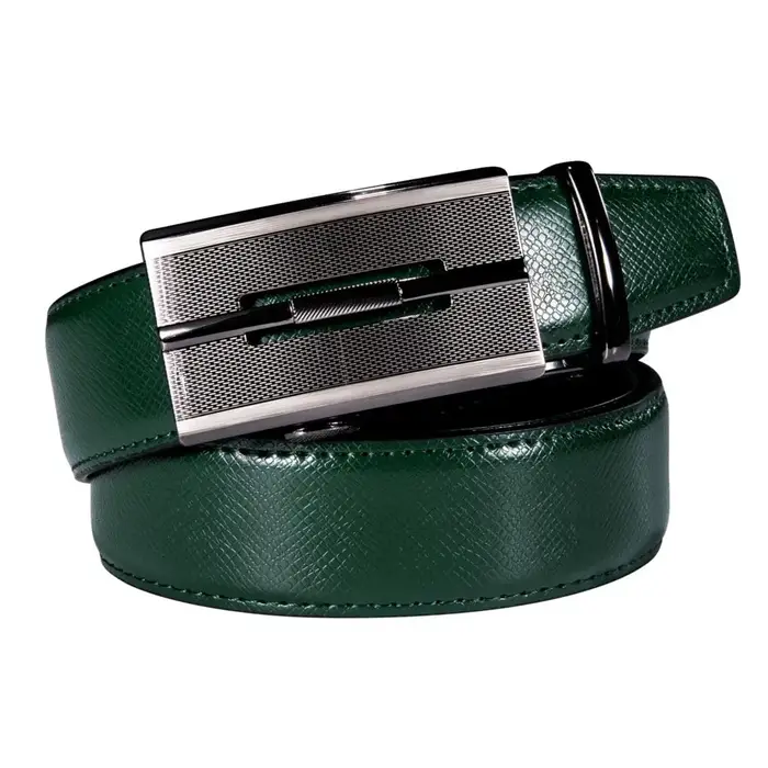Hi-Tie – ceinture en cuir véritable pour homme, Vintage, argent, à boucles automatiques, de luxe, ve