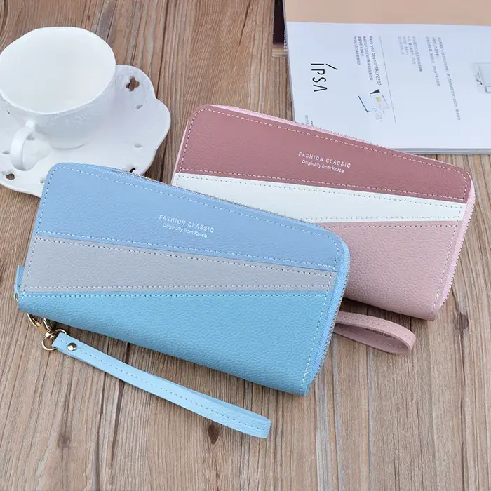 Kawaii – grand portefeuille rose en cuir pour femmes