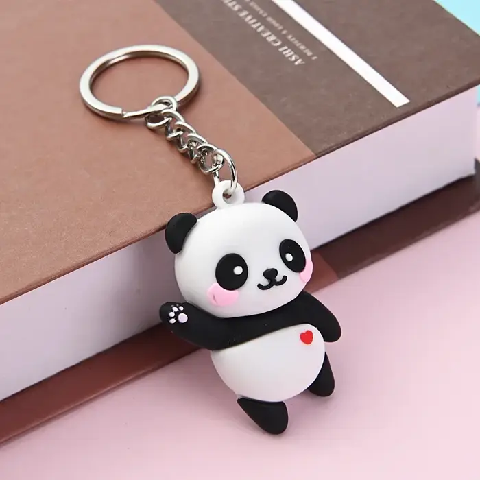 Adorable porte-clés en silicone en forme de panda de dessin animé, joli breloque de sac panda avec m