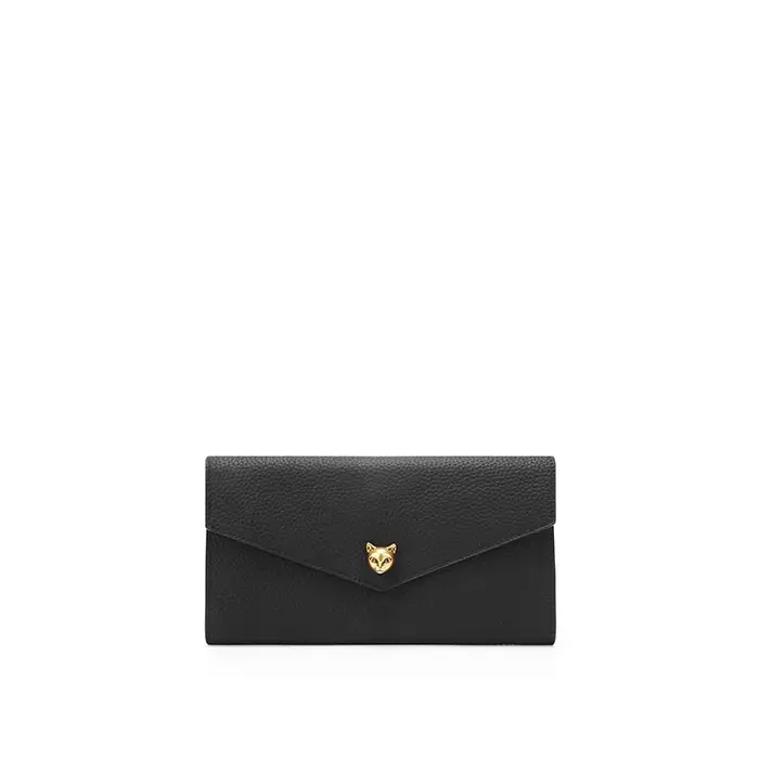 BAFELLI Designer Cat Head Portefeuille long en cuir véritable pour femme avec fentes multi-cartes