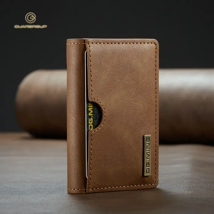 Antivol brosse court en cuir portefeuille hommes pièce de monnaie cartes d'argent support sac à main pliable