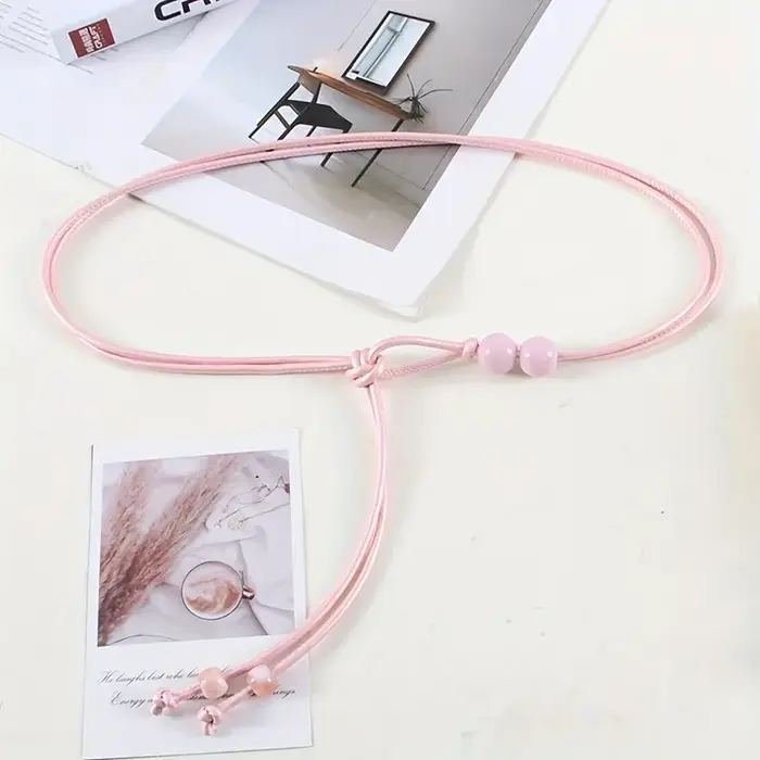 Ceinture fine réglable pour femmes, 1 pièce, avec Accents de perles brunes, cintré à la taille pour robes, chemises, vestes, rehausseur de Style jour à nuit