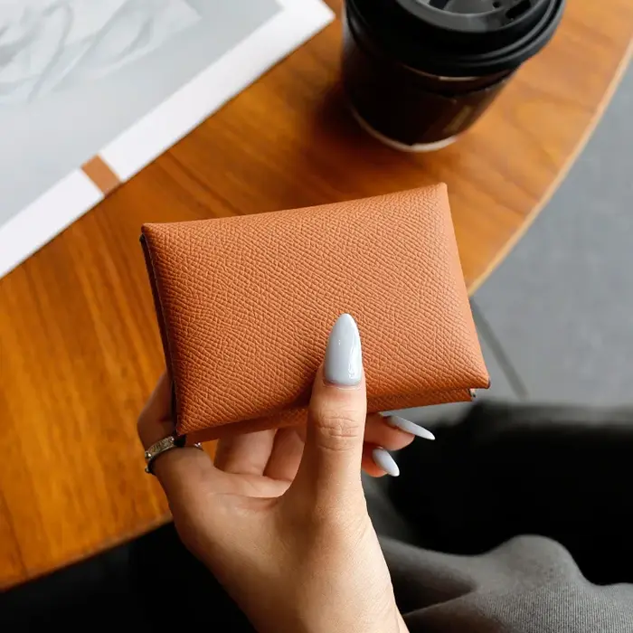 Porte-cartes de luxe en croûte de cuir petit portefeuille pour femmes unisexe concepteur étui à cart