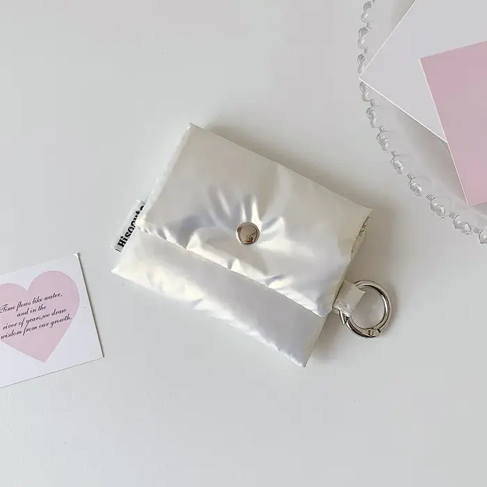 Mini porte-monnaie brillant de couleur unie, sac de rangement portable pour rouge à lèvres, pochette