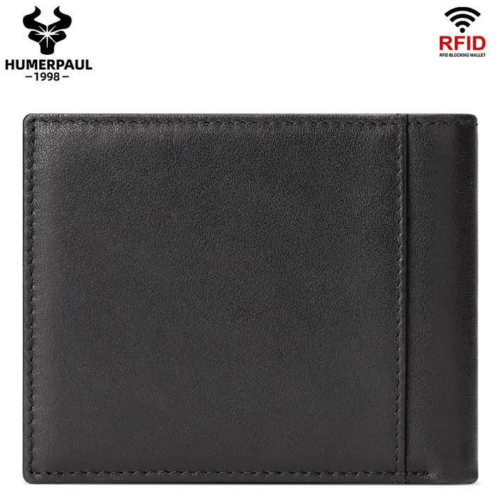 Portefeuille en cuir pour homme à double pliage