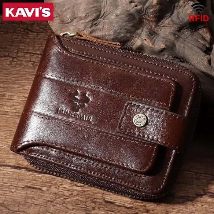 Portefeuille classique en cuir véritable pour homme