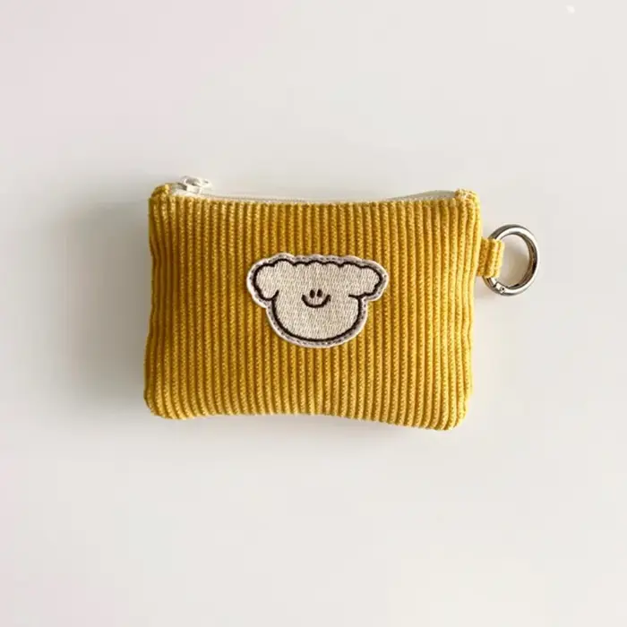 Porte-monnaie en velours côtelé doux, mignon, résistant à l'usure, Mini portefeuille zéro en velours côtelé, sac gaufré à fermeture éclair