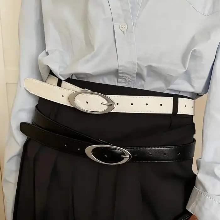 Ceinture de taille en cuir pour femmes, boucle ovale en alliage, Y2K, pantalon, robe, mode Vintage, accessoires de sangle de taille