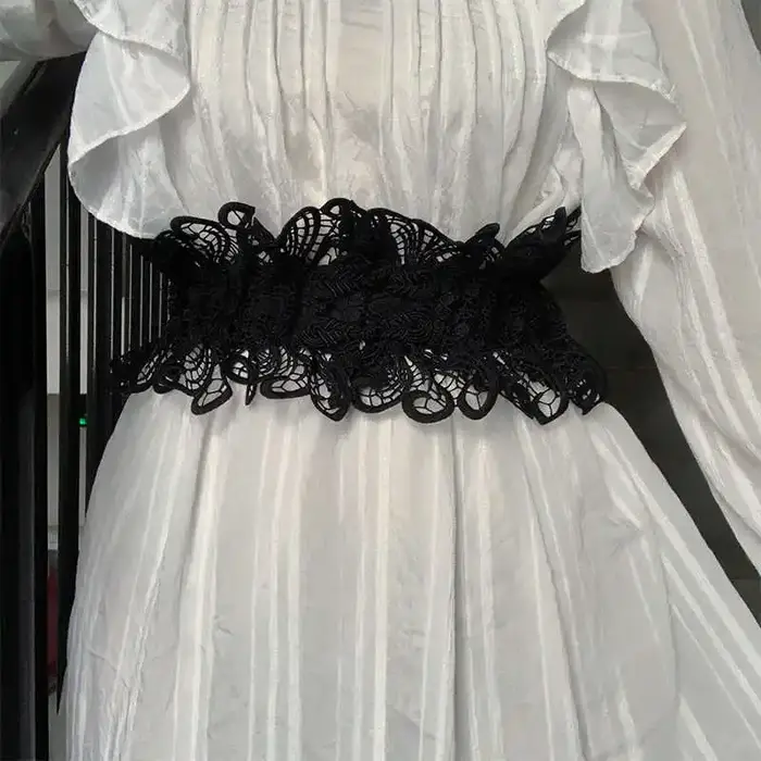 Ceinture de taille en dentelle rétro pour femmes