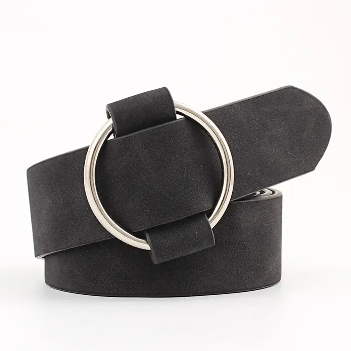 Ceinture tendance en simili cuir pour femmes, Design à boucle ronde, Simple et polyvalente, décorati