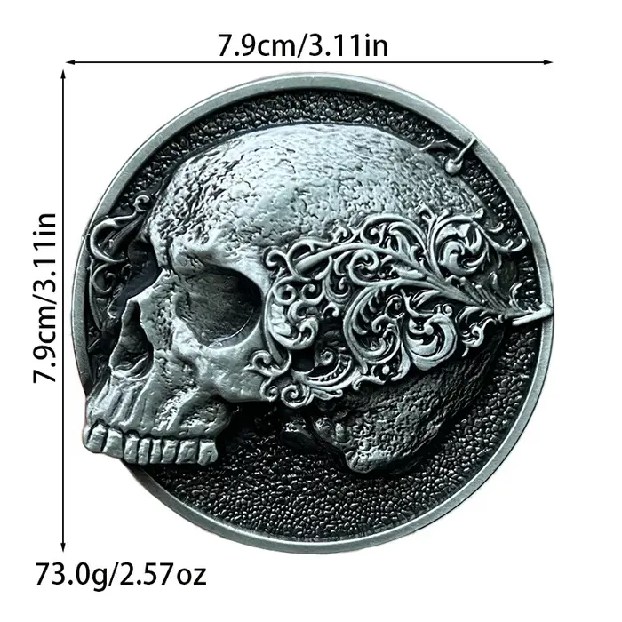 Boucle de ceinture en alliage de zinc avec motif de crâne européen et américain
