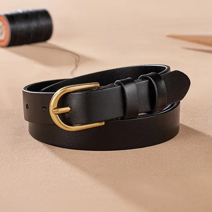 Ceinture en cuir de vachette véritable pour femme, ceinture habillée pour femme, ceinture fine, arge