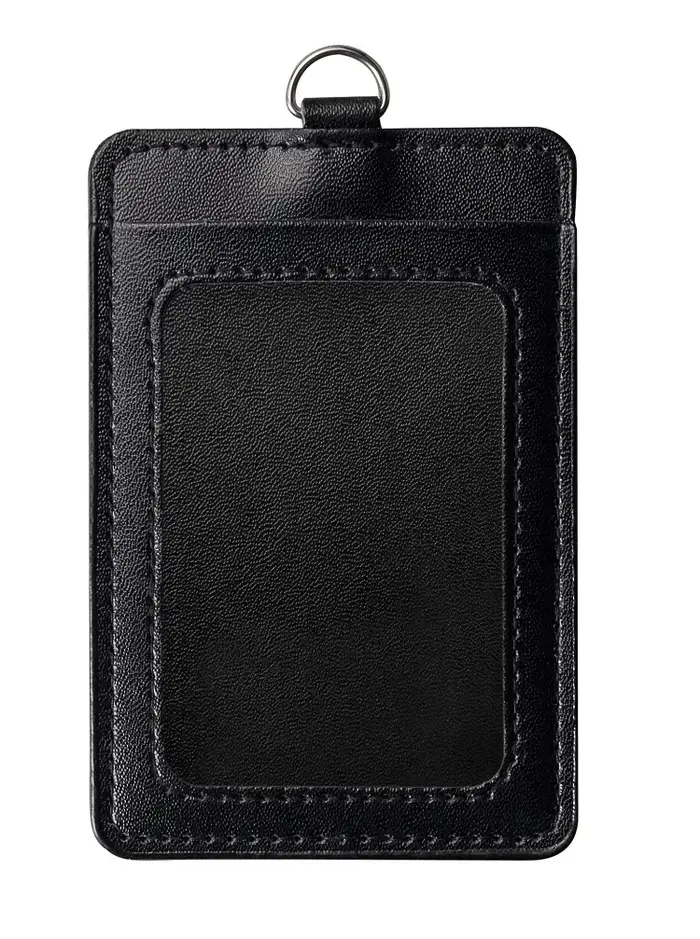 Porte-carte de travail en cuir PU, mode femmes hommes nom porte-Badge ID étui d'affaires bureau écol