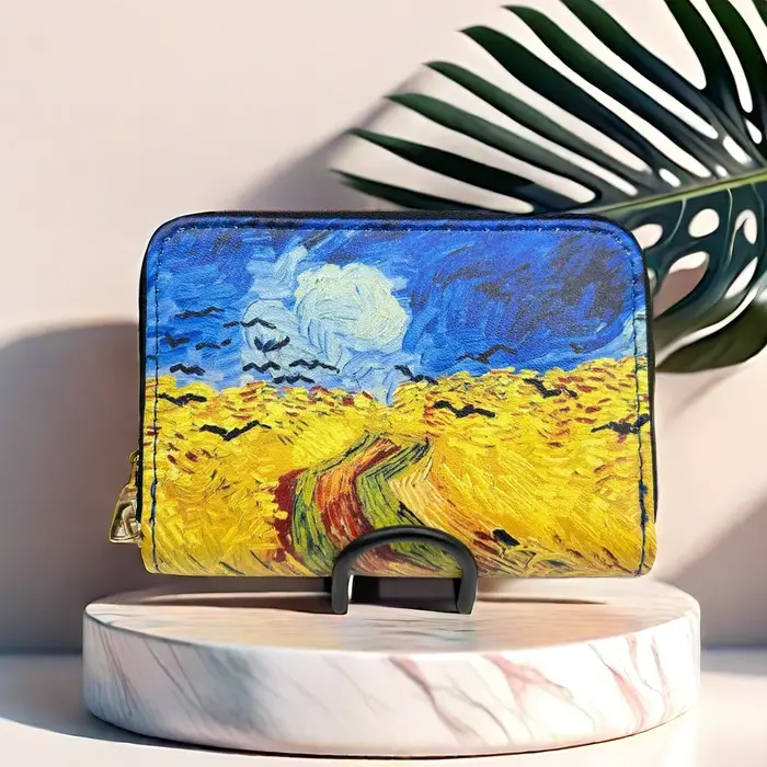 Vente chaude! Portefeuille porte-cartes Van Gogh Art – Cuir végétalien de qualité supérieure