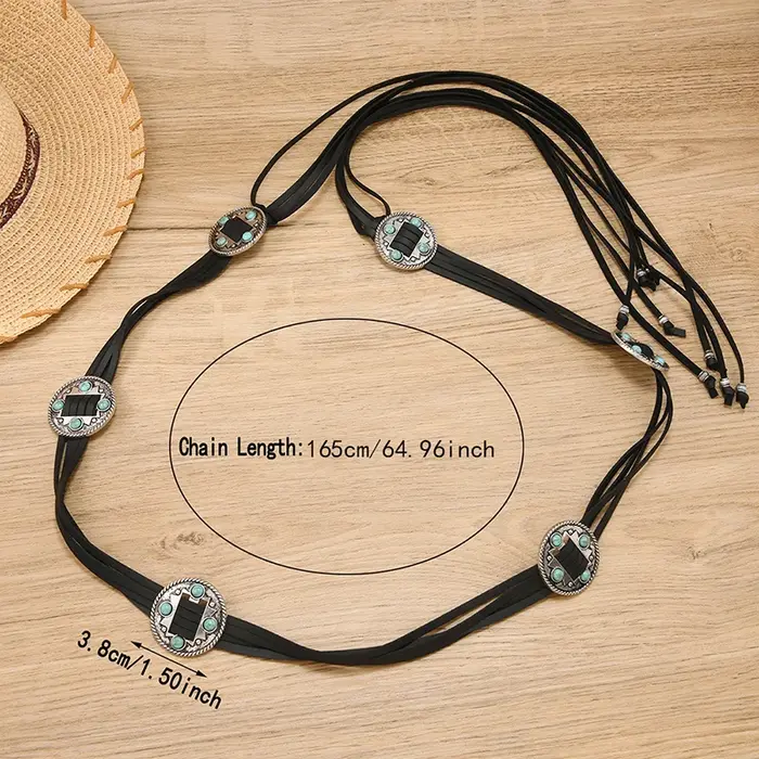 Ceinture en cuir pour femme de style bohème vintage - Accessoire de mode