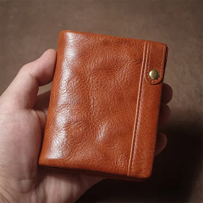 GURO rétro en cuir véritable court portefeuille hommes et femmes à deux volets pince à billets porte-carte de crédit avec fermeture éclair poche pour monnaie petit sac à main