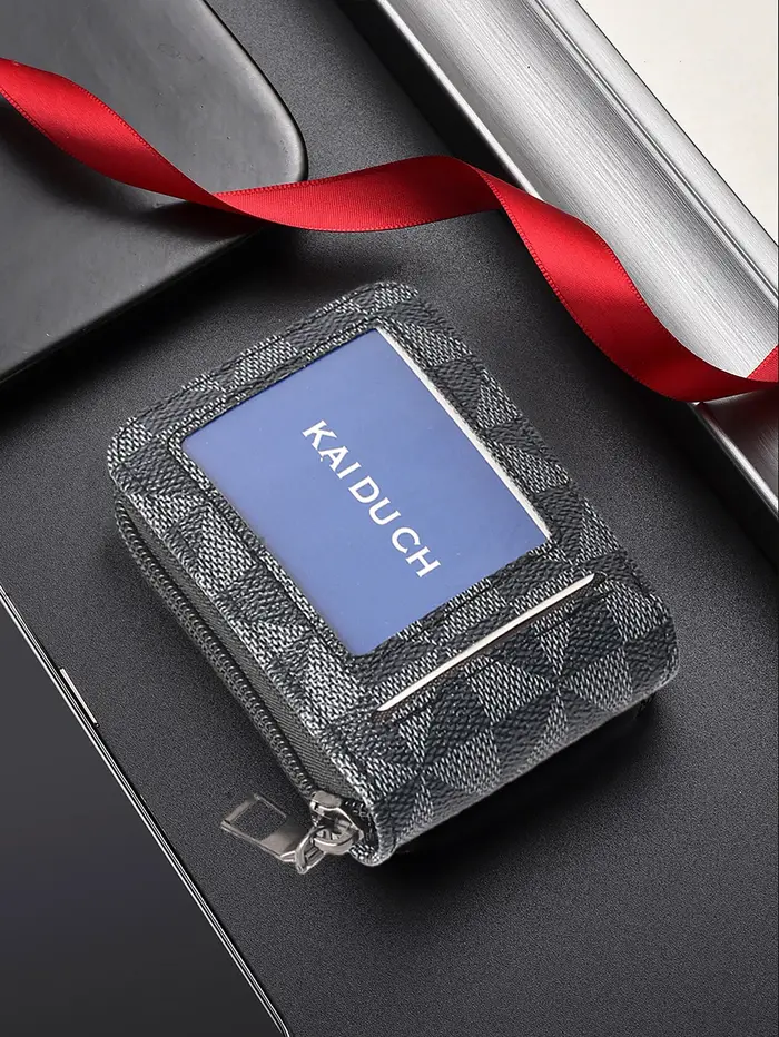 Porte-cartes en PU pour homme - Motif géométrique élégant