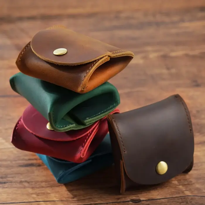 Portefeuille en cuir à fermeture à pression