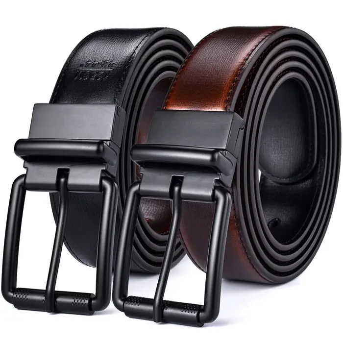 Boucle à rouleau de ceinture réversible en cuir pour hommes