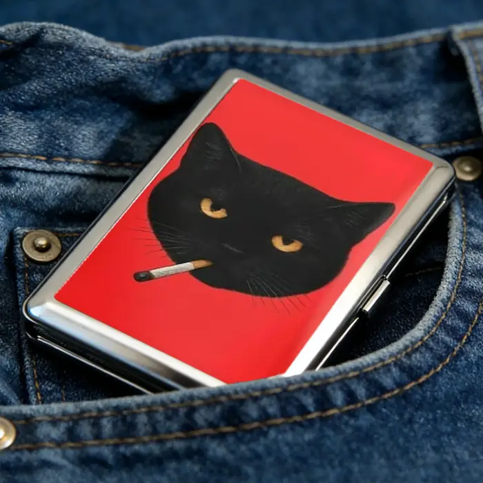 Porte-cartes multifonctionnel avec illustration Art Déco à clipser facilement, étui à cigarettes en métal polyvalent, cadeau de style vintage pour lui et elle