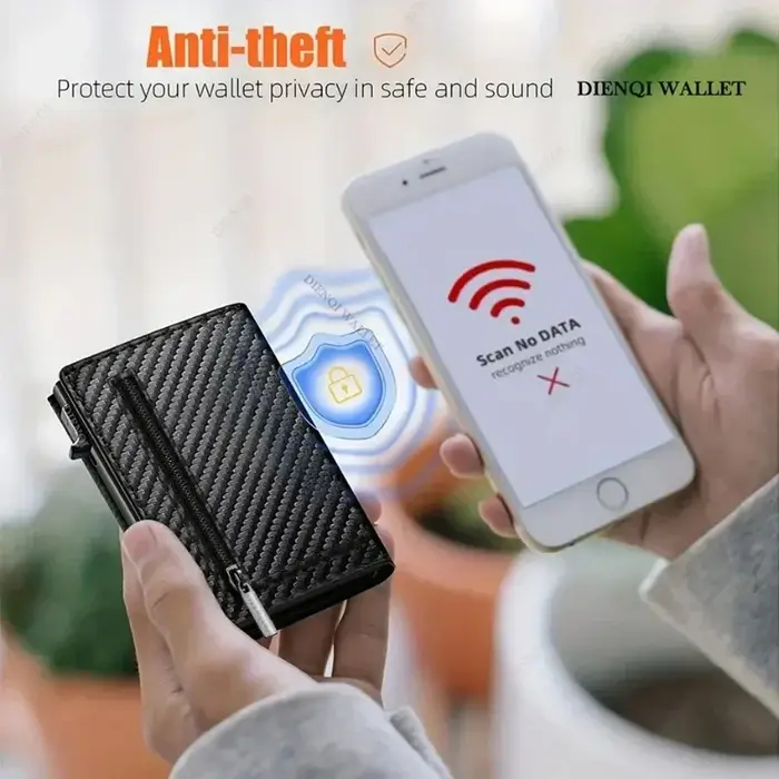 Rfid porte-carte de crédit sac d'argent de luxe en Fiber de carbone ID