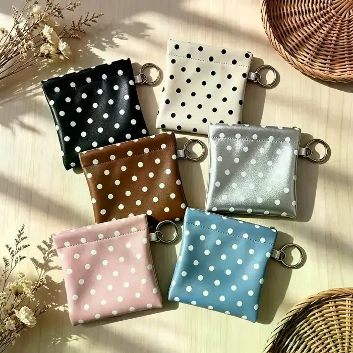 Porte-monnaie en cuir PU à pois