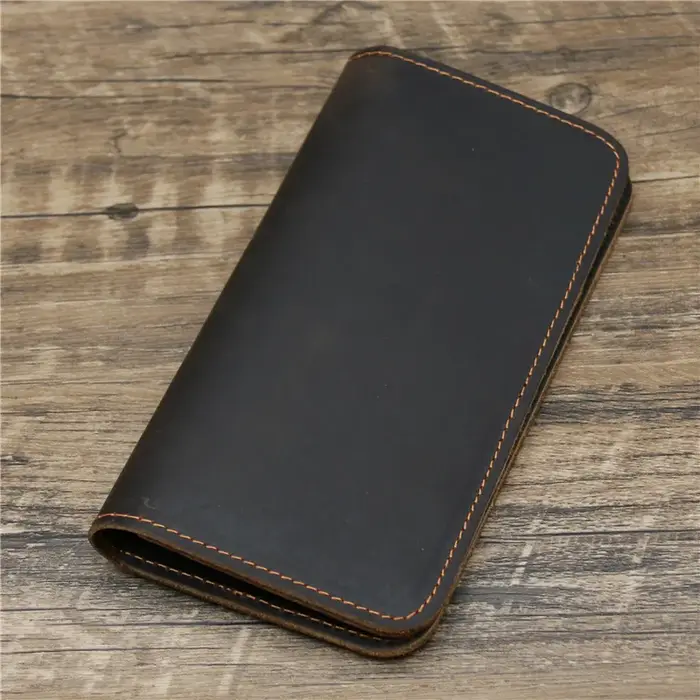 Meilleur portefeuille personnalisé en cuir véritable pour hommes avec porte- chéquier Long
