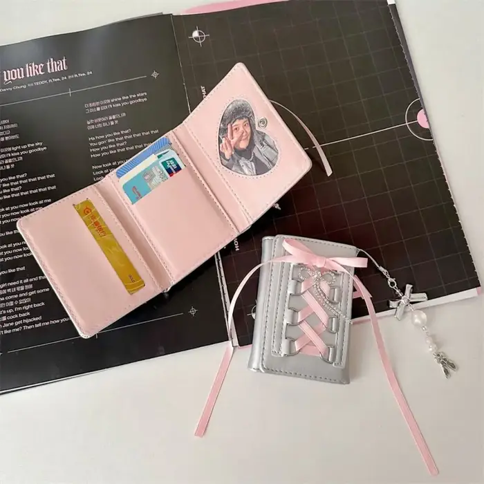 Portefeuille en argent doux Y2K pour femmes et filles
